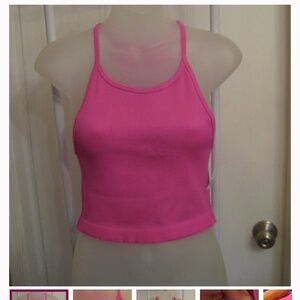 NEW w/tags NWT Gap GapFit Seamless Ribbed Hot Pink Tank Crop Top XL